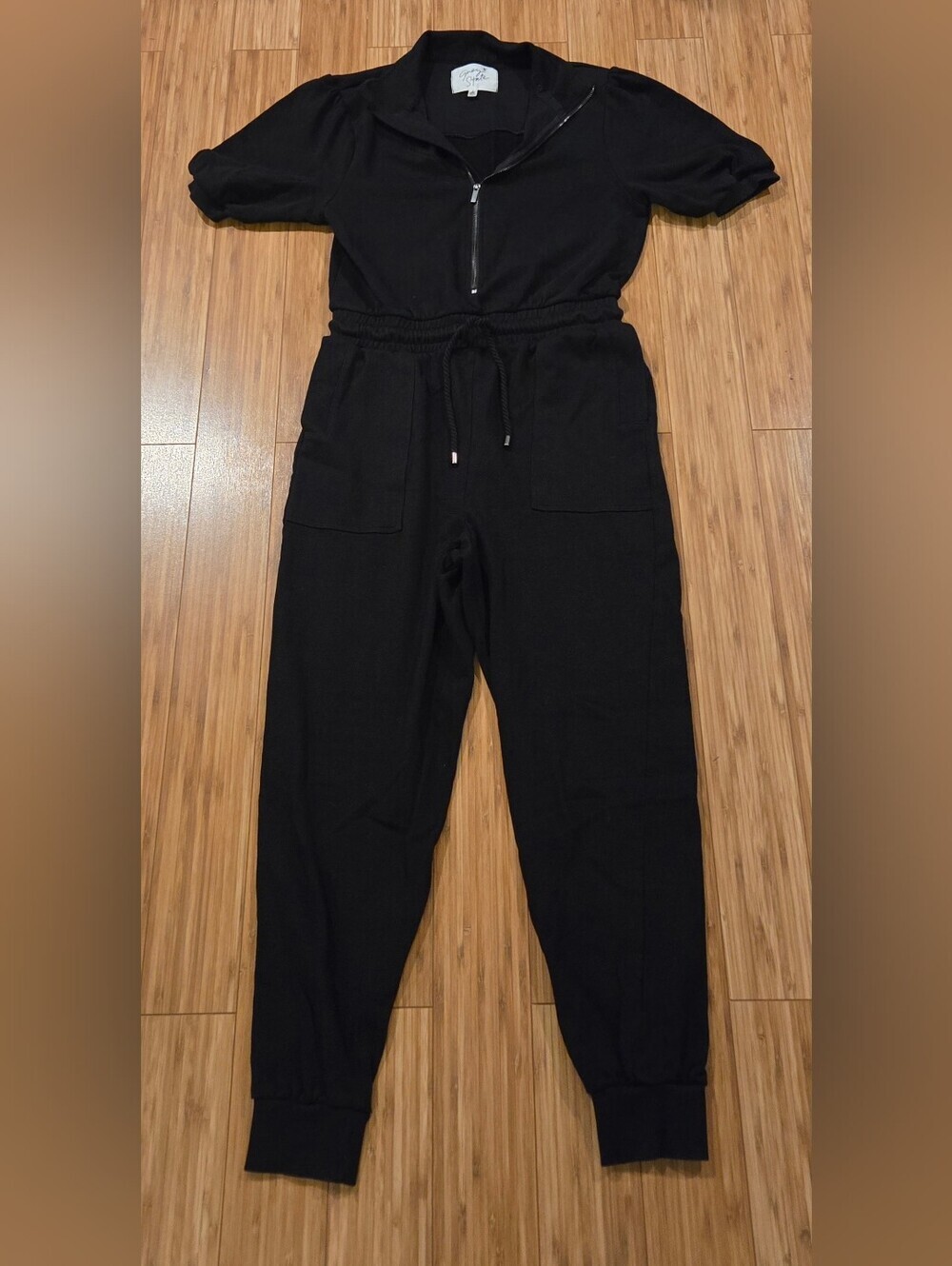 Grey State Black Short-Sleeve Zip Front Utility Jumpsuit